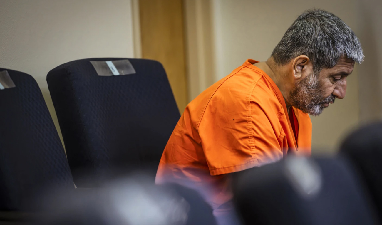 Muhammad Syed, who pleaded no contest to two counts of second-degree murder in the deaths of Muhammad Afzaal Hussain and Naeem Hussain, sits in a courtroom in Albuquerque, NM on September 3, 2024. (AP)