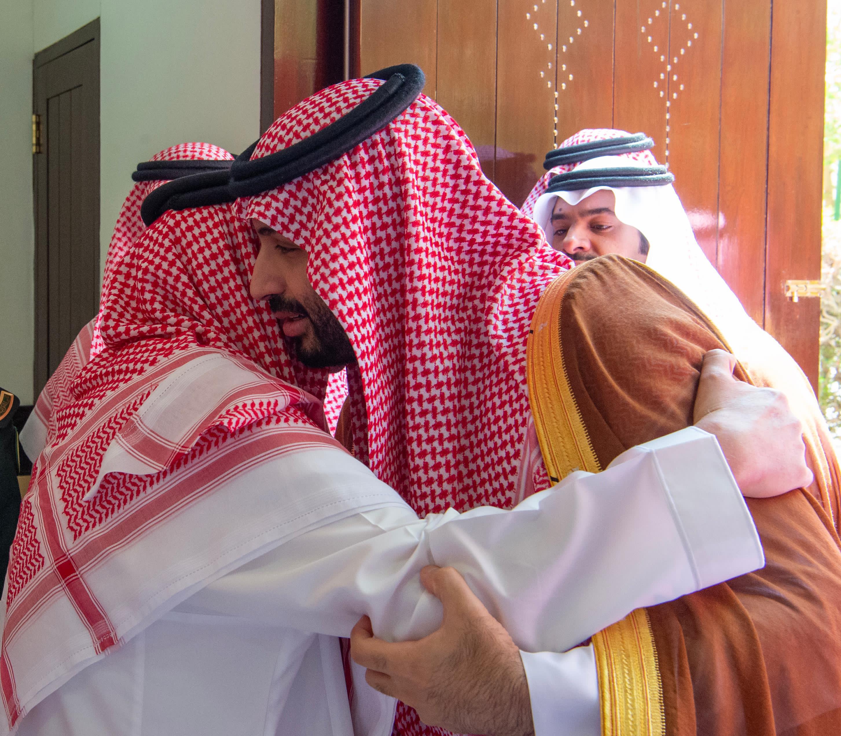 Saudi Crown Prince Mohammed bin Salman attends the funeral of Princess Latifa bint Abdulaziz in Riyadh on Wednesday. (SPA)