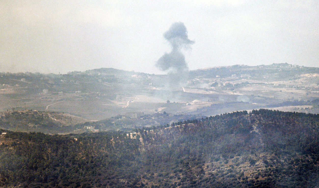 This picture taken from a position in northern Israel bordering Lebanon shows smoke billowing during Israeli bombardment of a southern Lebanese area on September 4, 2024. (AFP)