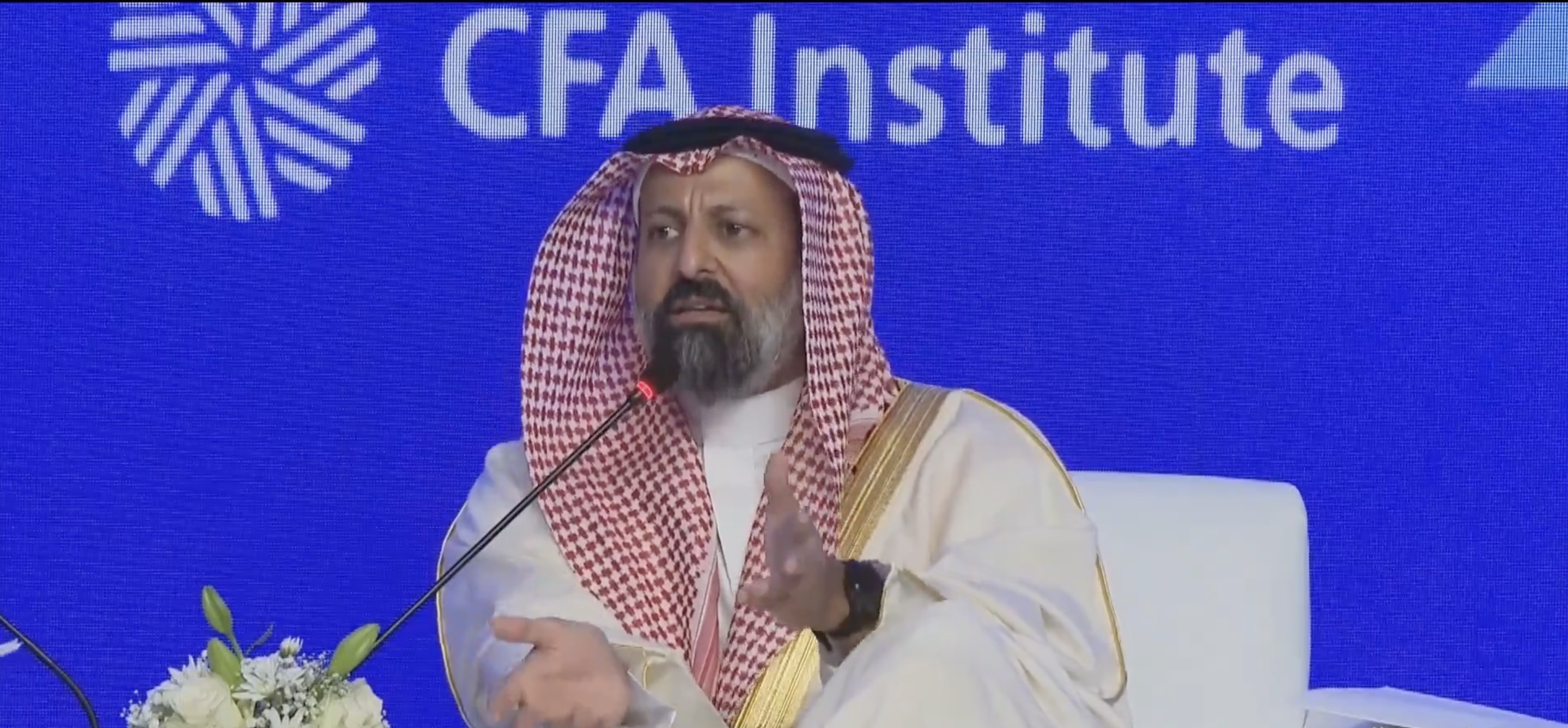 Mohammed El-Kuwaiz, chairman of the Capital Market Authority, speaks at the Derivative Market and Derivatives Forum 2024 in Riyadh on Sunday. AN photo