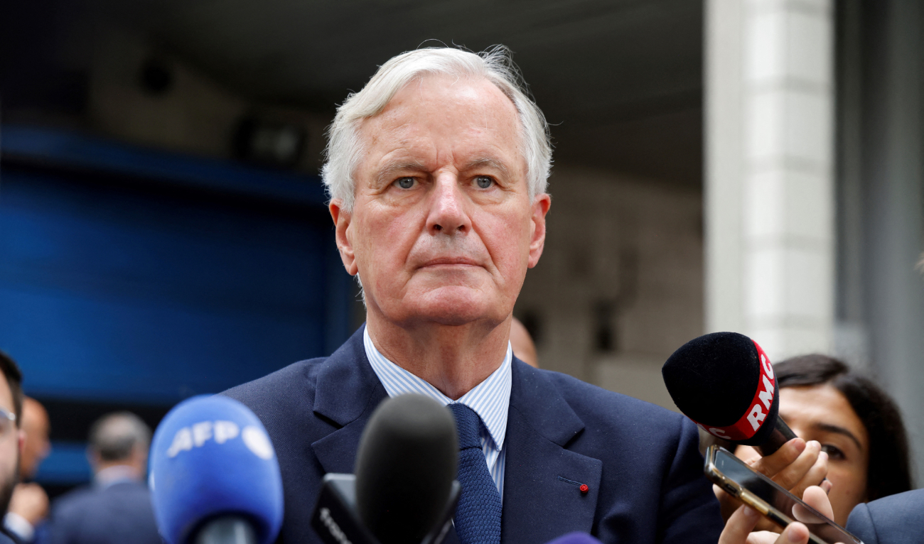 France's newly appointed Prime Minister, Michel Barnier speaks to the press as he visits the SAMU de Paris headquarters at the Necker hospital in Paris, for his first official visit since taking office, on September 7, 2024. (AFP)