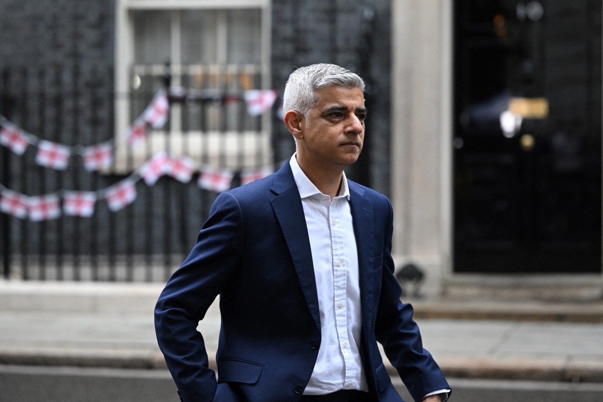 London mayor Sadiq Khan leaves after the first roundtable meeting between Britain's prime minister and regional English mayors at 10 Downing Street in London on July 9, 2024. (File/AFP)