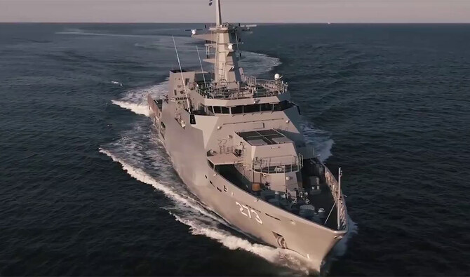 This screengrab taken from a video posted by the Pakistani Navy on Aug. 10, 2024, shows Pakistan’s newly commissioned warship, PNS Hunain. (@PakistanNavy)