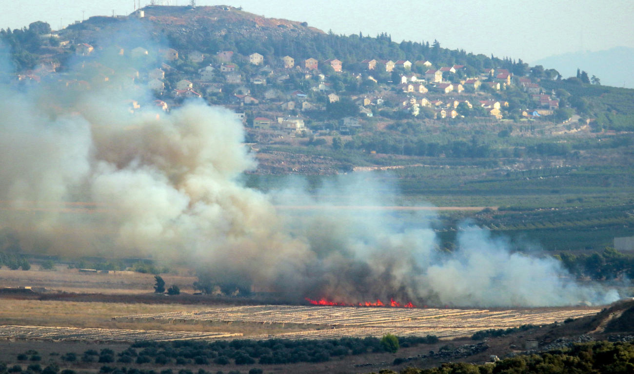 Smoke rises in the southern Lebanese Marjayoun plain after being hit by Israeli shelling on September 7, 2024. (AFP)