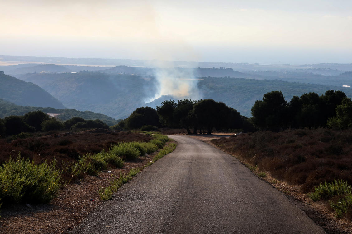 Smoke rises near the Israel Lebanon border, after Hezbollah fired projectiles toward Israel from Lebanon, amid cross-border hostilities between Hezbollah and Israeli forces, in Northern Israel, Sept. 10, 2024. (Reuters)