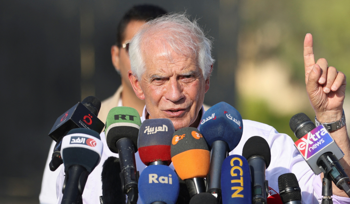 EU High Representative for Foreign Affairs and Security Policy Josep Borrell speaks during a visit to the Rafah border crossing between Egypt and the Gaza Strip, amid the ongoing conflict in Gaza between Israel and Hamas, in Rafah, Egypt September 9, 2024. (REUTERS)