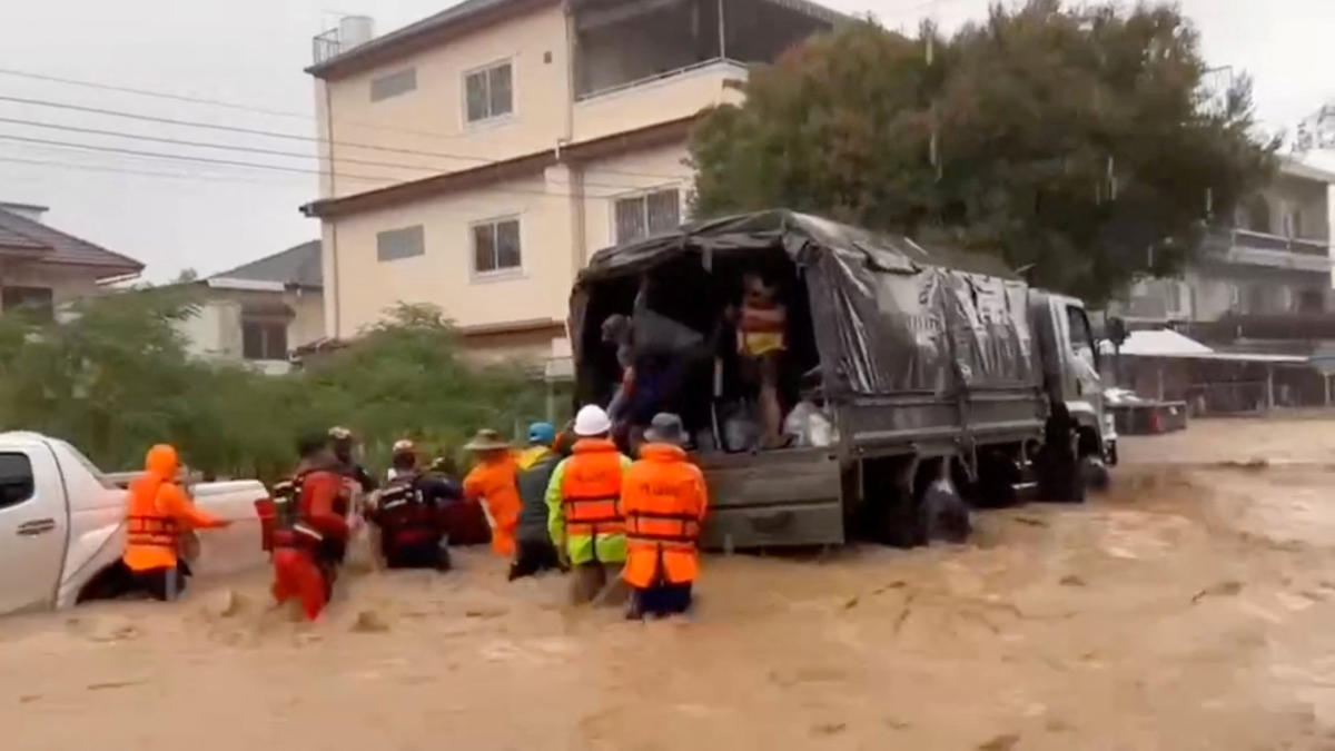 Rescuers help people amidst flooding in Chiang Rai province, Thailand, September 11, 2024, in this still image taken from a video. (File/Reuters)