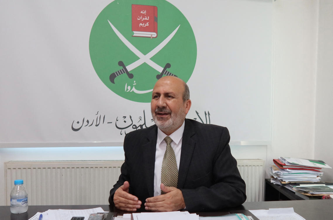 Murad Adailah, the head of Jordan's Muslim Brotherhood, attends an interview with Reuters in Amman. (Reuters)