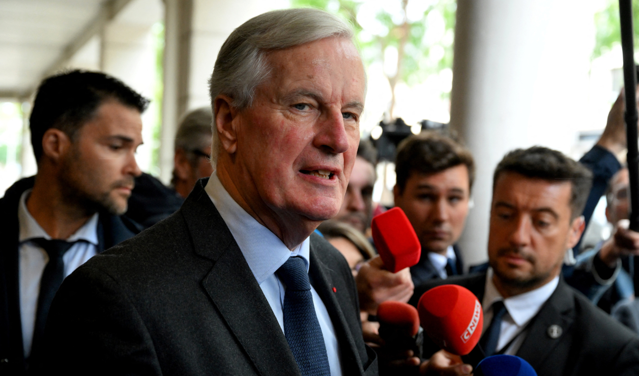 French Prime Minister Michel Barnier attends the French right-wing Horizons party conference for the new political year in Reims, eastern France, on September 11, 2024. (AFP)