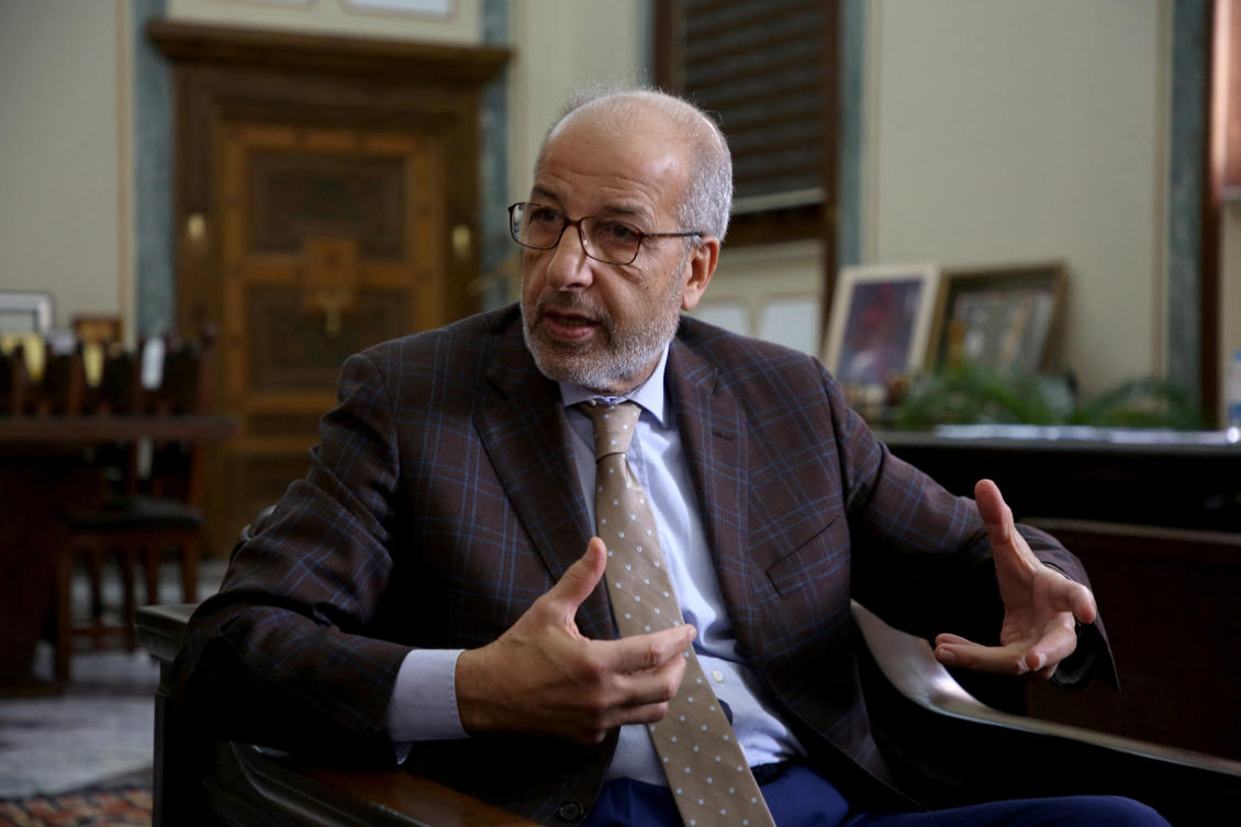 Former Governor of the Central Bank of Libya, Sadiq Al-Kabir speaks during an interview with Reuters in Tripoli, Libya, Sept. 1, 2021. (Reuters)