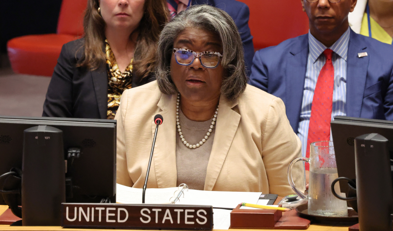 Ambassador Linda Thomas-Greenfield, Representative of the United States to the United Nations, speaks during a UN Security Council meeting. (AFP/File)