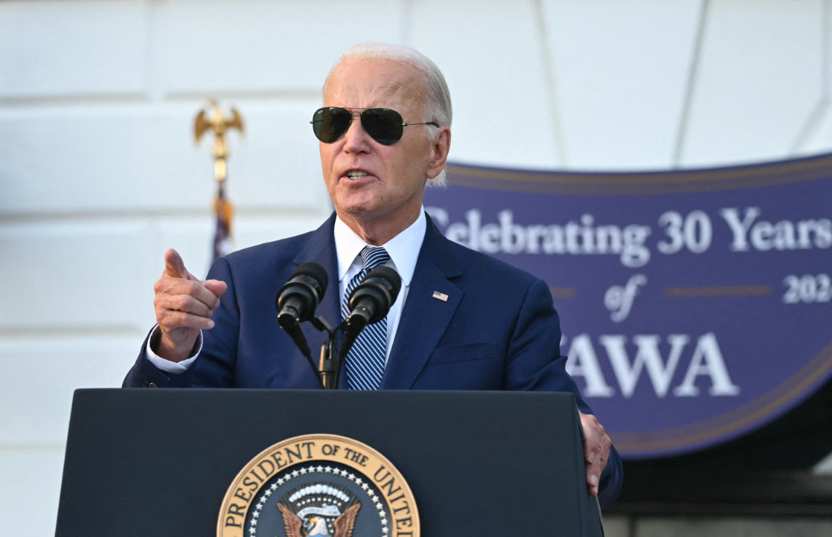 US President Joe Biden speaks ahead of the 30th anniversary of the Violence Against Women Act in the White House in Washington, DC, on Sept. 12, 2024. (AFP)