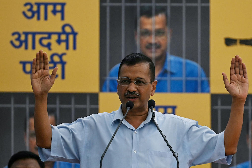 Above, opposition leader and Delhi Chief Minister Arvind Kejriwal. (AFP)