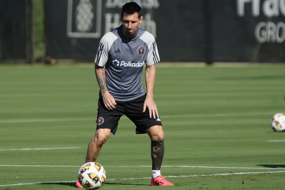 Inter Miami forward Lionel Messi at training on Friday. (AP)