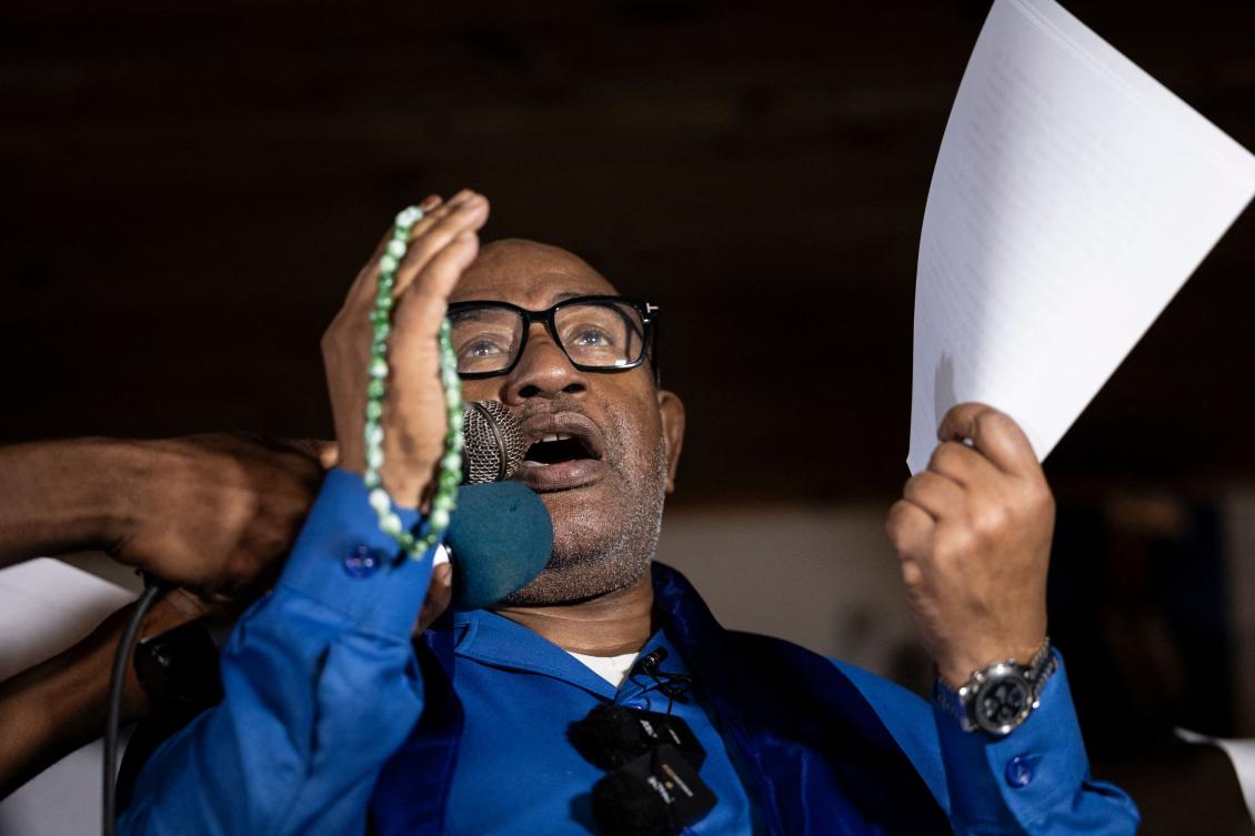 President Azali Assoumani was reelected as president of Comoros in January in a vote denounced by opposition parties as fraudulent. (AFP)