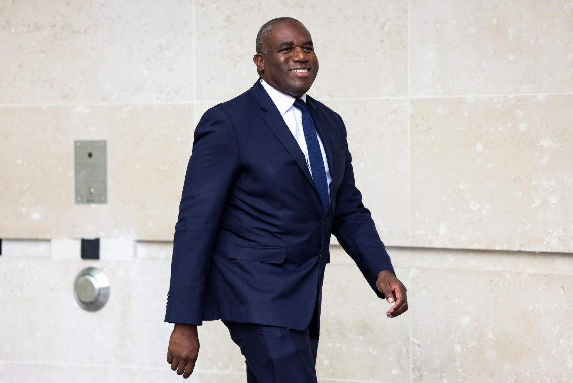 Britain's Foreign Secretary David Lammy walks outside the BBC Broadcasting House, after his appearance on 'Sunday with Laura Kuenssberg', in London, Britain, September 15, 2024. (Reuters)
