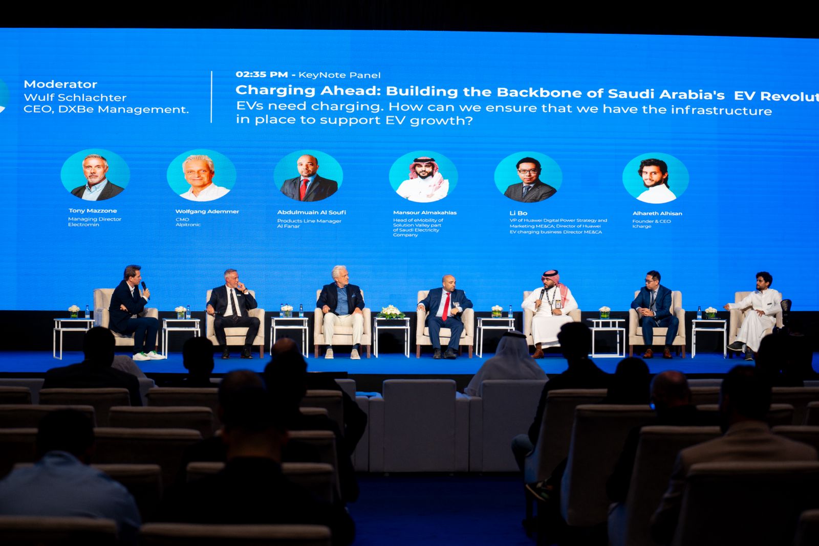 Experts at a panel discussion titled ‘Charging Ahead: Building the Backbone of Saudi Arabia’s EV Revolution.’ AN photo