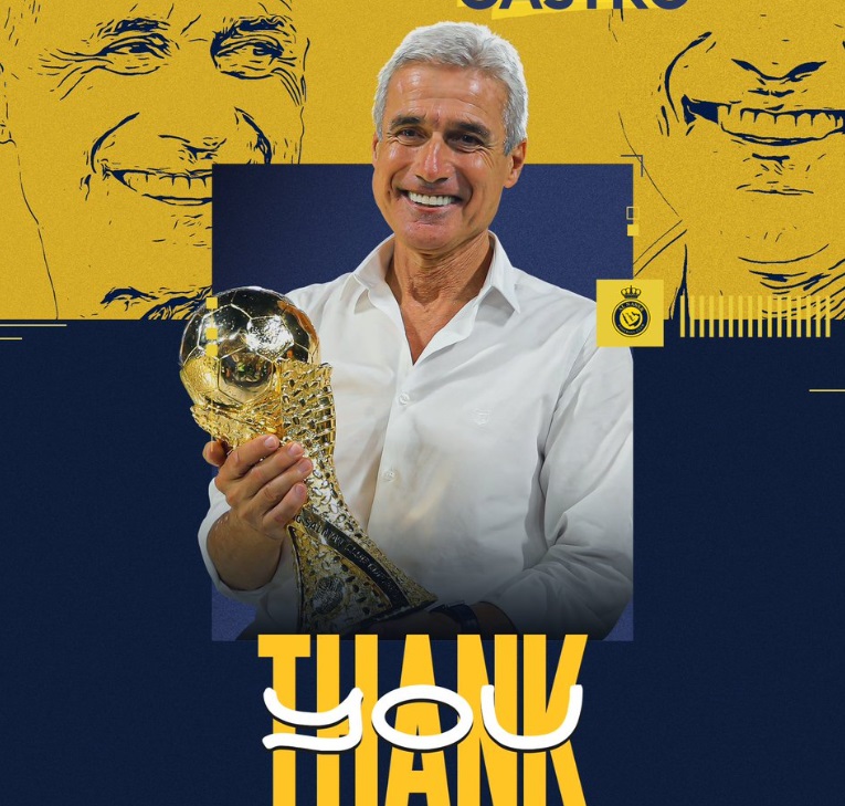 Luis Castro has left Al-Nassr, the Saudi Pro League club said on Tuesday. (X/@AlNassrFC_EN)