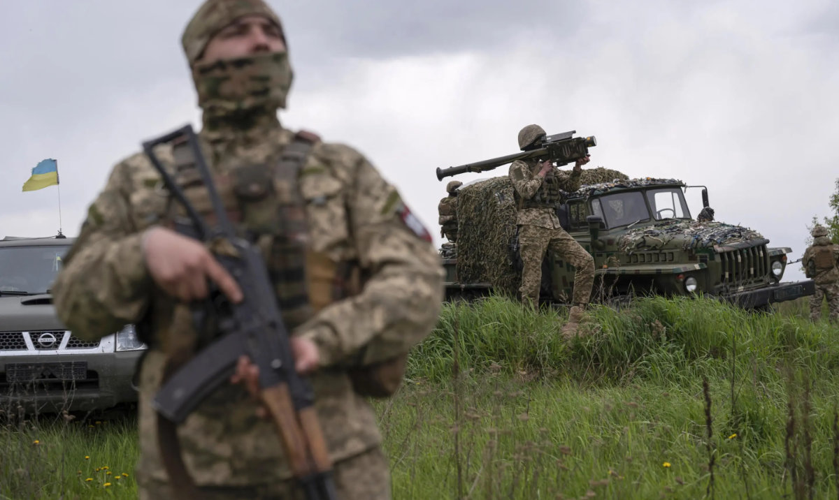 Members of a Ukrainian air-defense unit demonstrate their work near Kyiv. (AP/File)