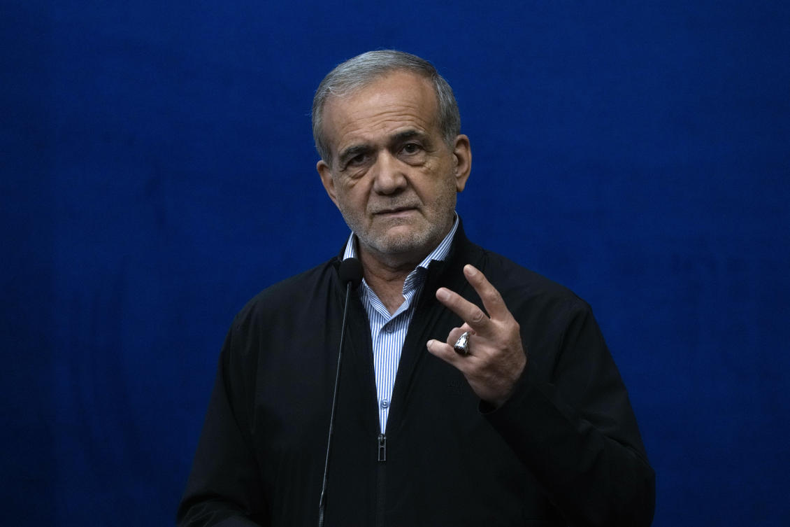 Iranian President Masoud Pezeshkian speaks at the start of his press conference in Tehran, Iran. (File/AP)