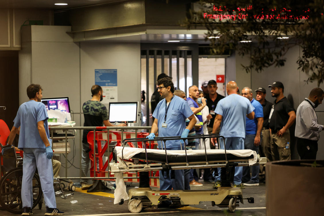 A personnel of American University of Beirut Medical Center (AUBMC) stands next to an empty stretcher, as people, including Hezbollah fighters and medics, were wounded and killed when their pagers exploded across Lebanon, on Sept. 17, 2024. (Reuters)