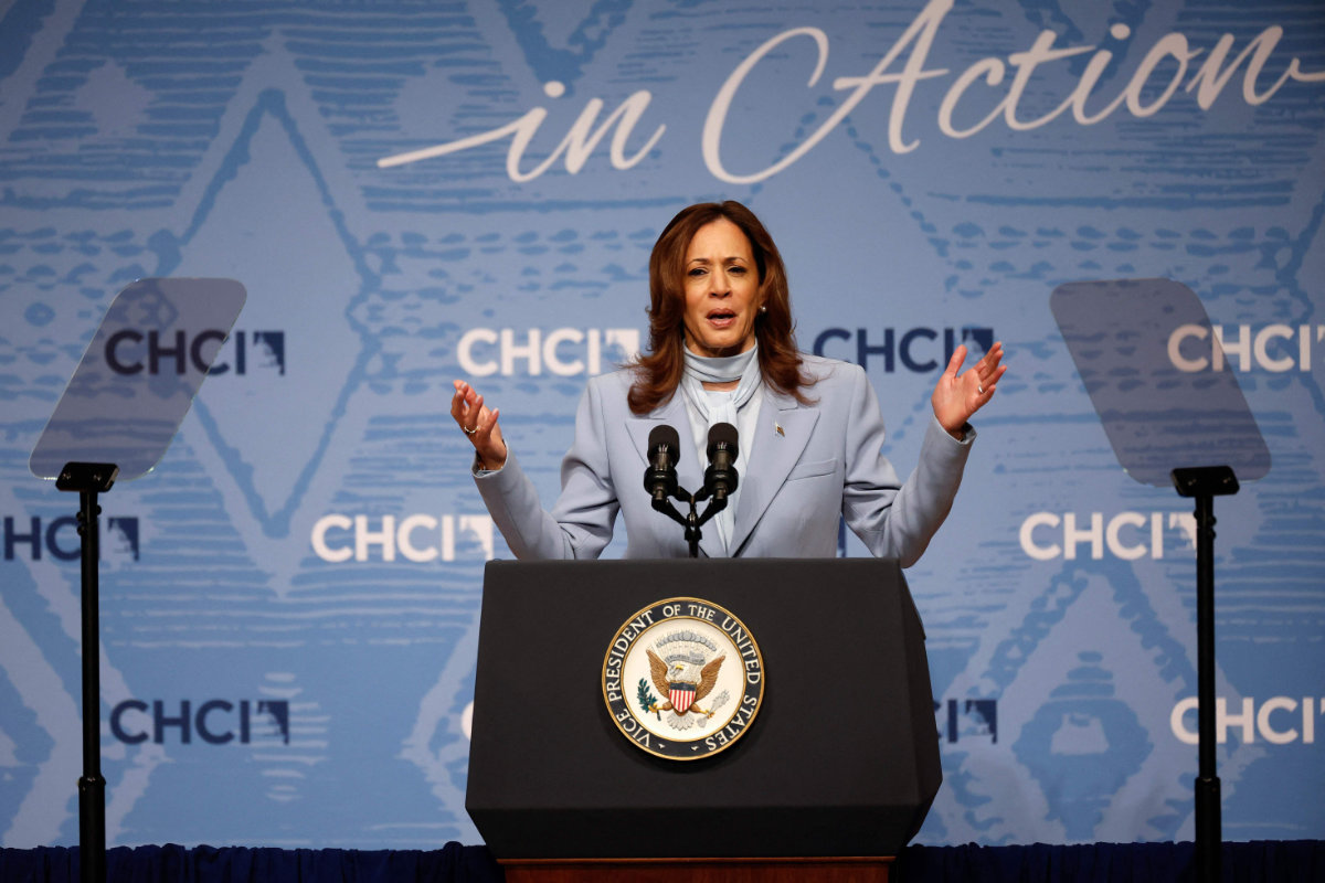 Democratic presidential nominee Kamala Harris delivers remarks at the Congressional Hispanic Caucus Institute's 47th Annual Leadership Conference on September 18, 2024 in Washington, DC. (Getty Images/AFP)