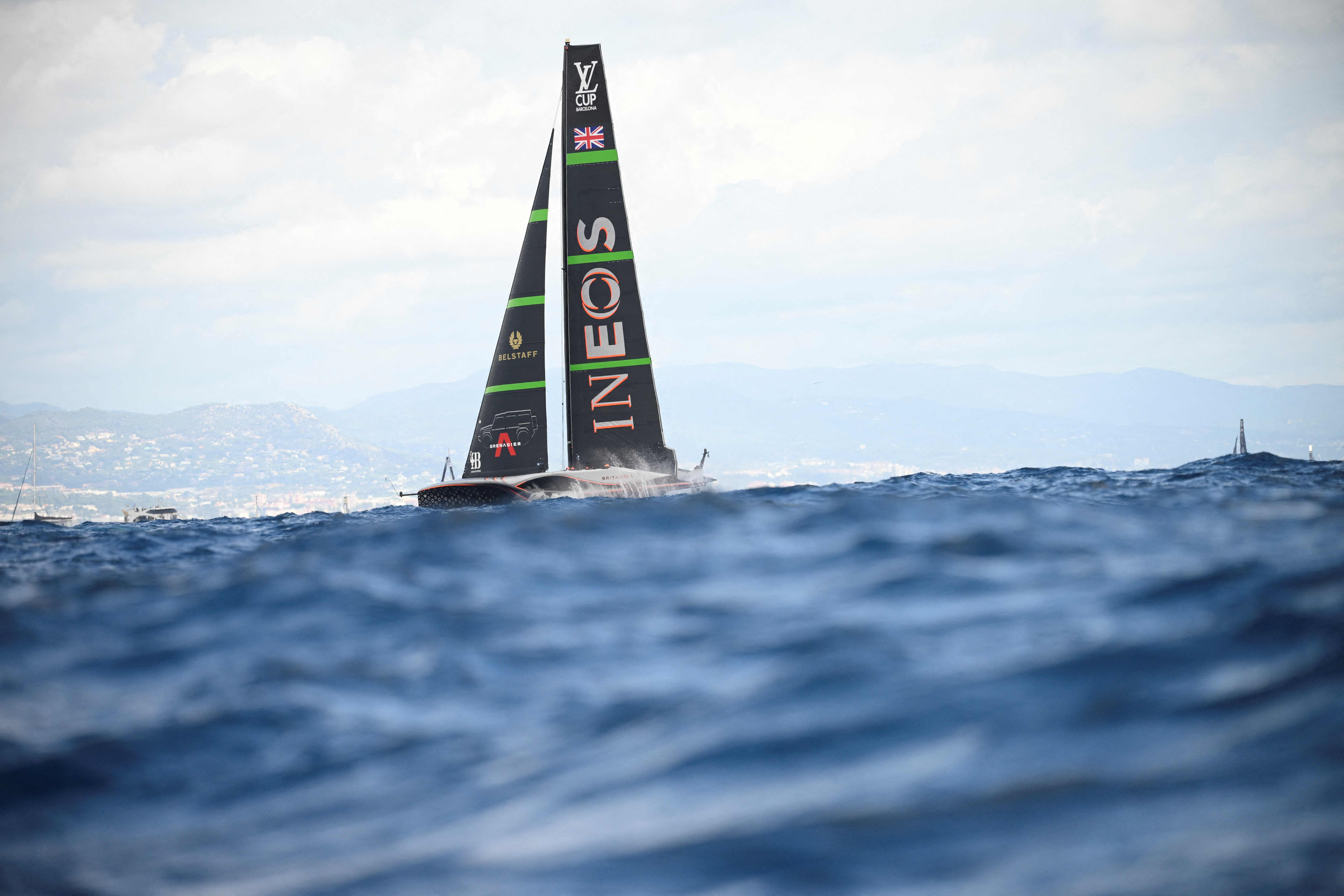 Britain's Ineos Britannia during the 37th America's Cup-Louis Vuitton semifinals race, off the coast of Barcelona on Sept. 18, 2024. (AFP)
