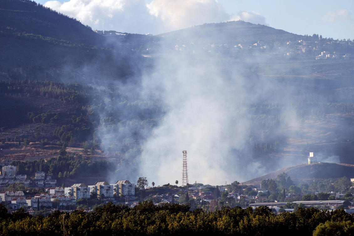 Smoke rises above Kiryat Shmona after rockets were fired from Lebanon toward Israel, amid cross-border hostilities between Hezbollah and Israel, as seen from northern Israel September 18, 2024. (REUTERS)