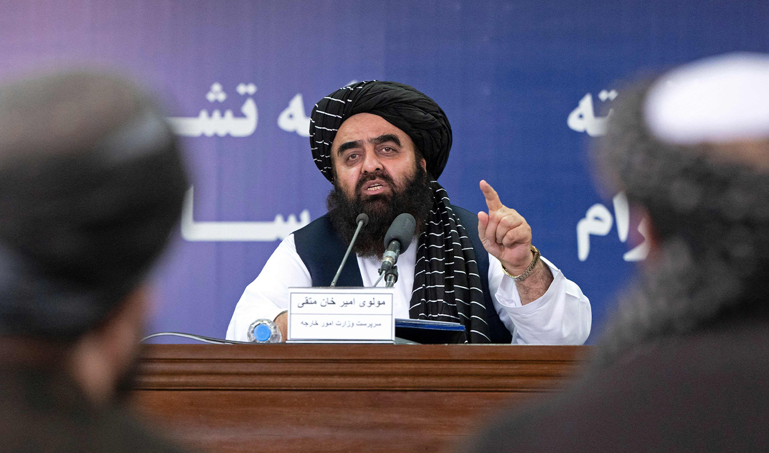 Afghanistan's Minister of Foreign Affairs Amir Khan Muttaqi speaks during a press conference to present the ministry's annual achievements report, in Kabul on September 19, 2024. (AFP/File)