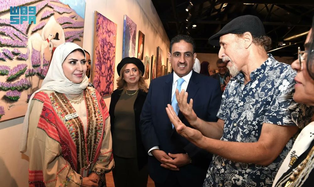 Saudi artworks are being showcased in the Beyond the Frame exhibition at Cairo Opera House. (SPA)