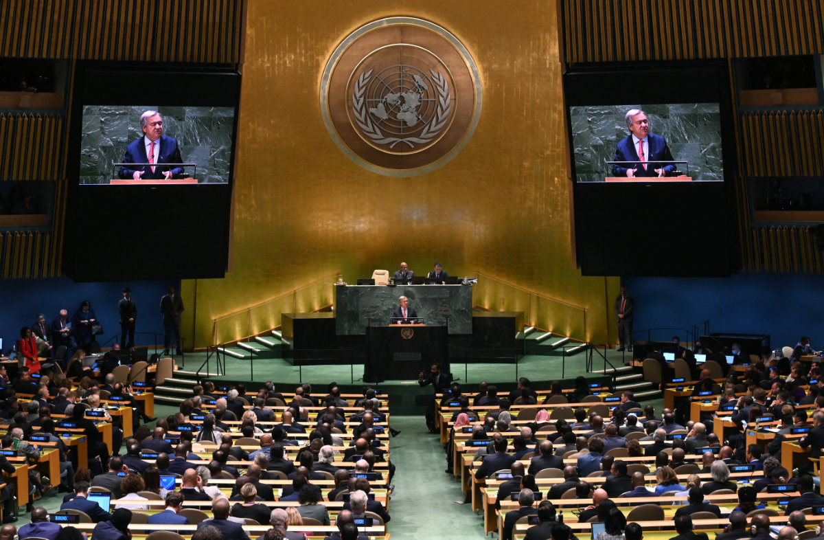 US Secretary-General Antonio Guterres addresses the 78th United Nations General Assembly in New York City on September 19, 2023. (AFP/File)