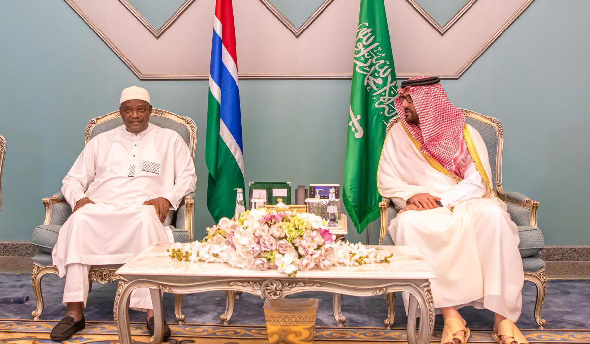 Adama Barrow (L) Prince Saud bin Khalid bin Faisal in Madinah. (Supplied)