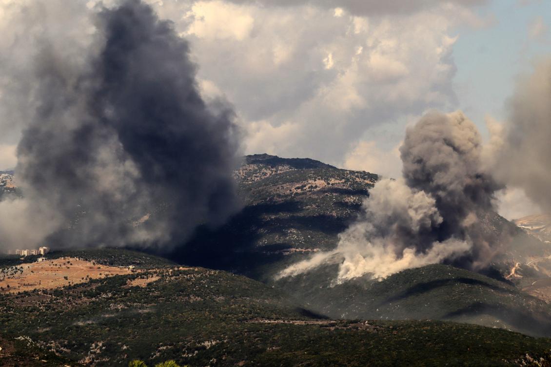 Smoke billows from the site of an Israeli strike that targeted the Jabal Al-Rehan area in the southern Lebanese Jezzine district on September 21, 2024. (AFP)