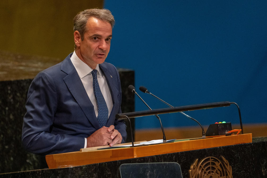 Greek Prime Minister Kyriakos Mitsotakis addresses the "Summit of the Future" in the General Assembly Hall at United Nations Headquarters in New York City, US, September 22, 2024. (Reuters)