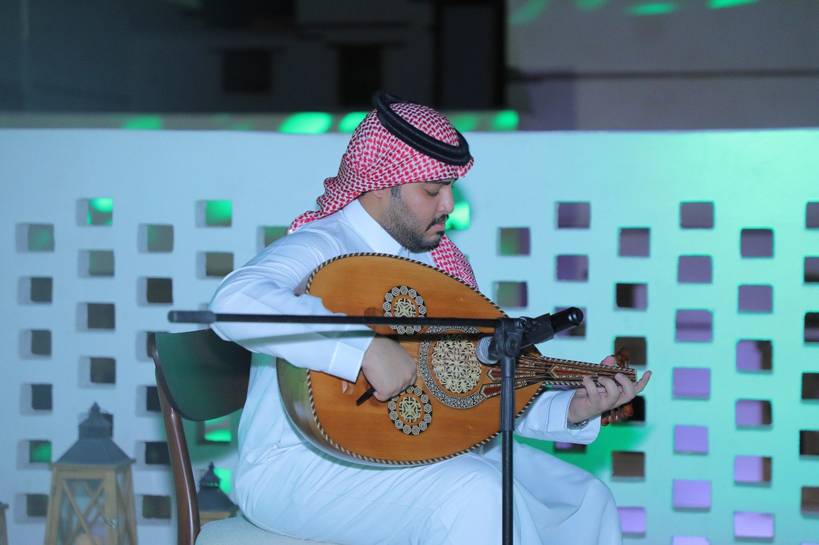 Saud Mohammed Alsharif, a musician who played the traditional Saudi music at the center. (Supplied)