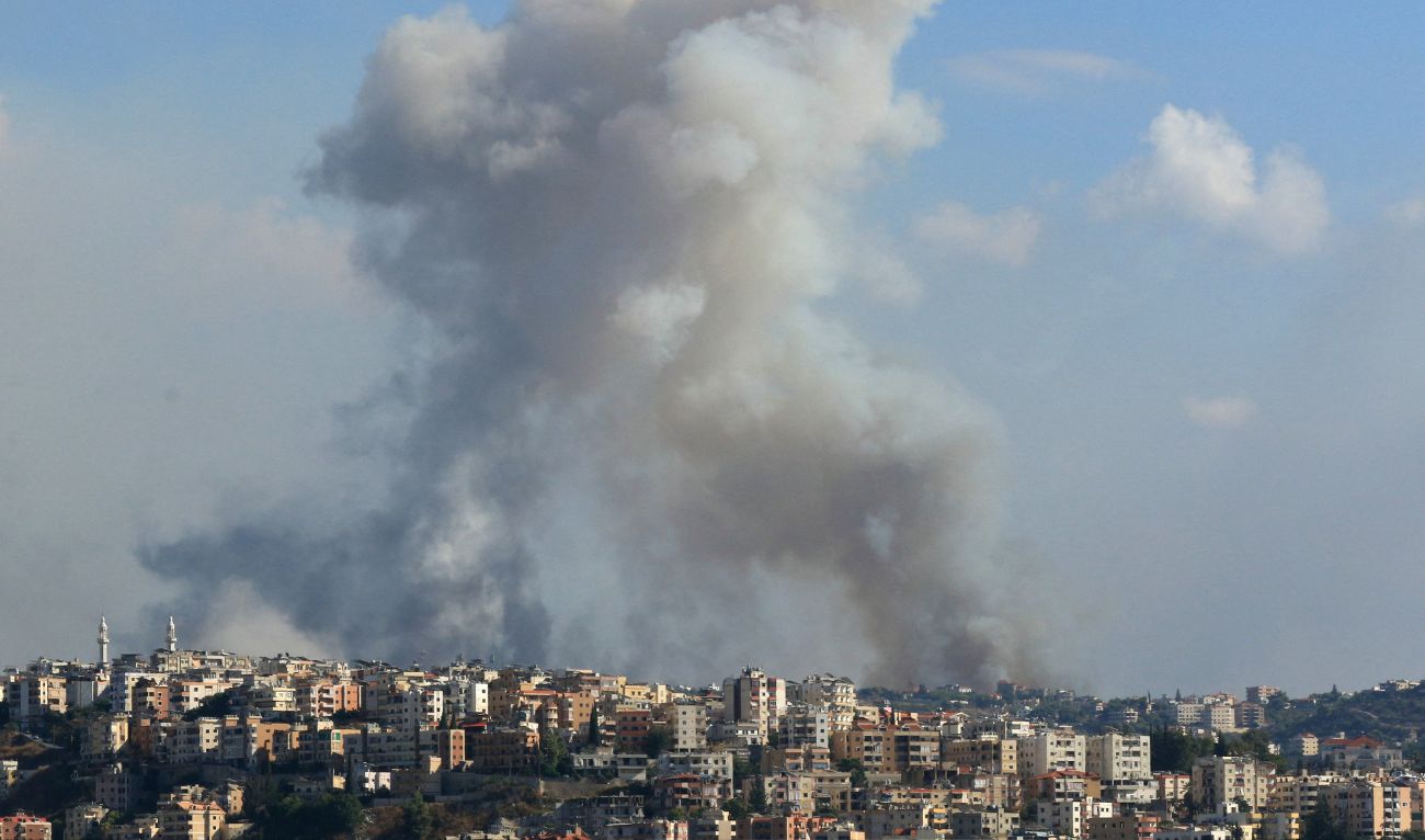 Smoke billows from a site targeted by Israeli shelling in the southern Lebanese village of Zaita on September 23, 2024. (AFP/File)