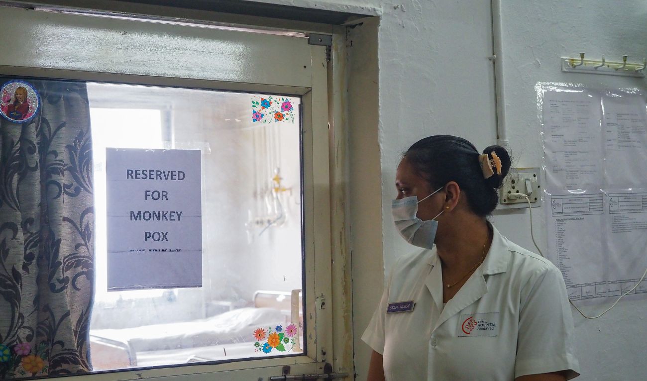A nurse stands next to a newly created mpox isolation ward at a civil hospital in Ahmedabad on September 10, 2024. (AFP/File)