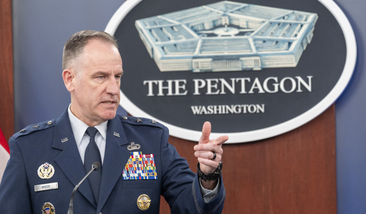 Pentagon spokesman U.S. Air Force Maj. Gen. Patrick Ryder speaks during a media briefing at the Pentagon, Feb. 26, 2024, in Washington. (AP)