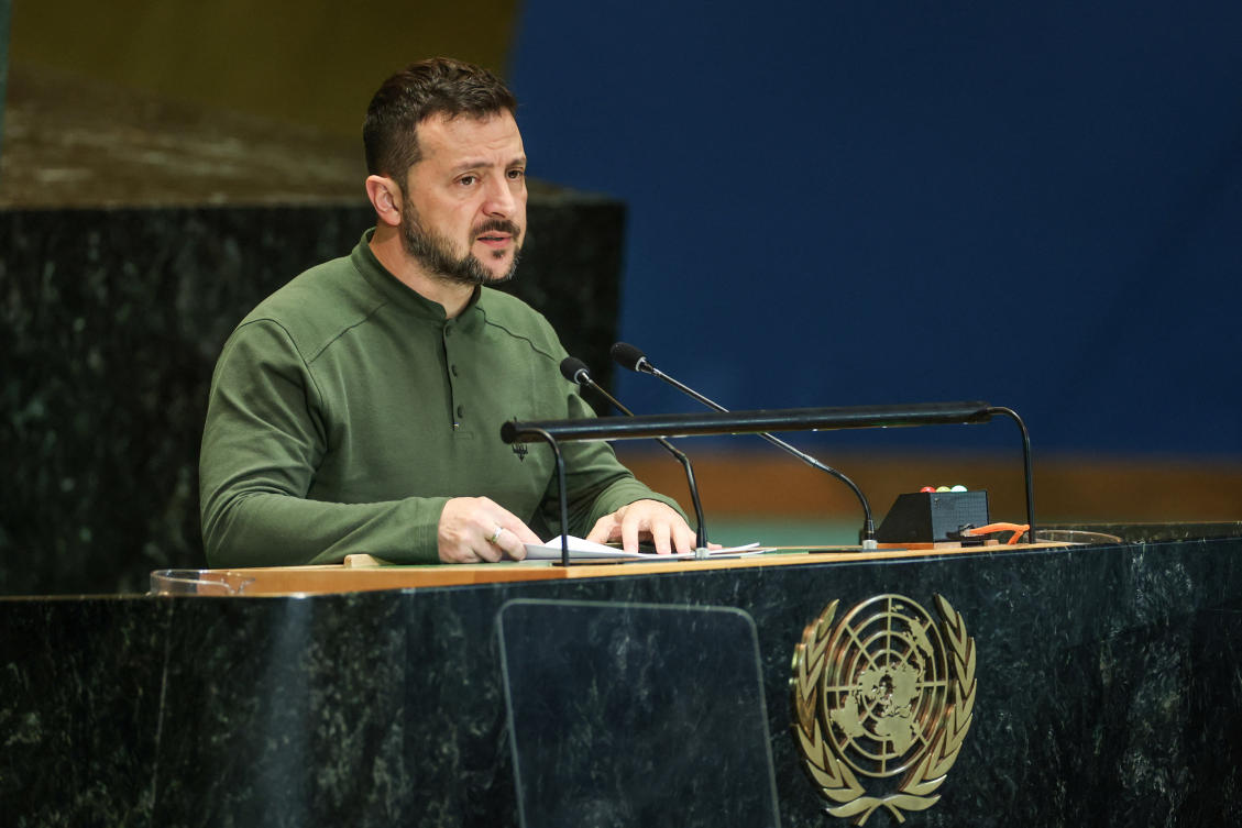 Volodymyr Zelenskiy President of Ukraine addresses the "Summit of the Future" in the General Assembly Hall of the United Nations Headquarters in New York City, US. (File/Reuters)