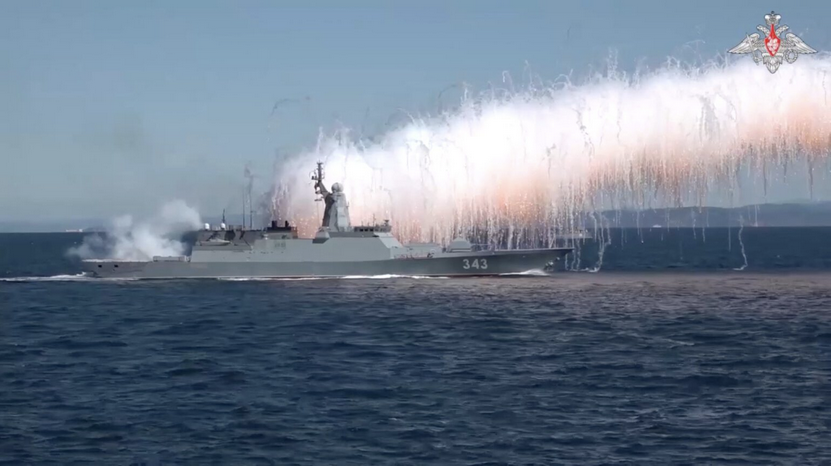 Warship takes part in the joint strategic command and staff exercise "Ocean 2024" involving the Russian Navy and the Chinese Navy in the Sea of Japan. (File/Reuters)
