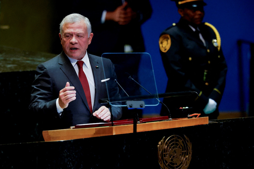 Jordan’s King Abdullah II ibn Al Hussein addresses the 79th United Nations General Assembly, at UN headquarters in New York, US, September 24, 2024. (Reuters)