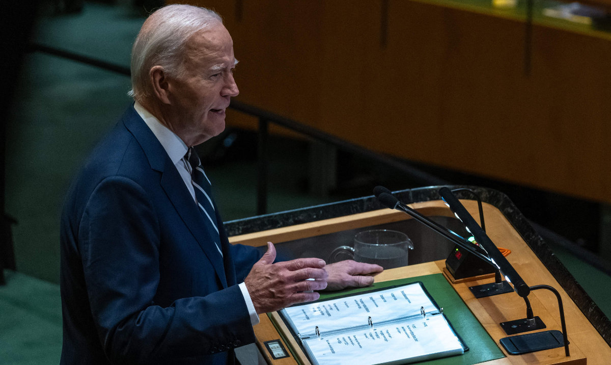 US President Joe Biden addresses world leaders during the United Nations General Assembly (UNGA) at the United Nations headquarters on September 24, 2024 in New York City. (AFP)