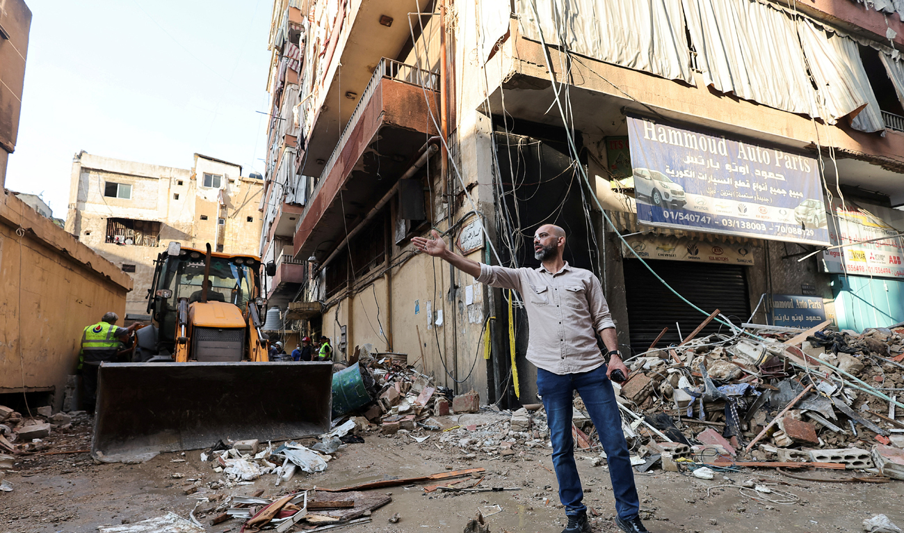 A man reacts at the site of an Israeli strike in Beirut’s southern suburbs, Lebanon September 24, 2024. (REUTERS)