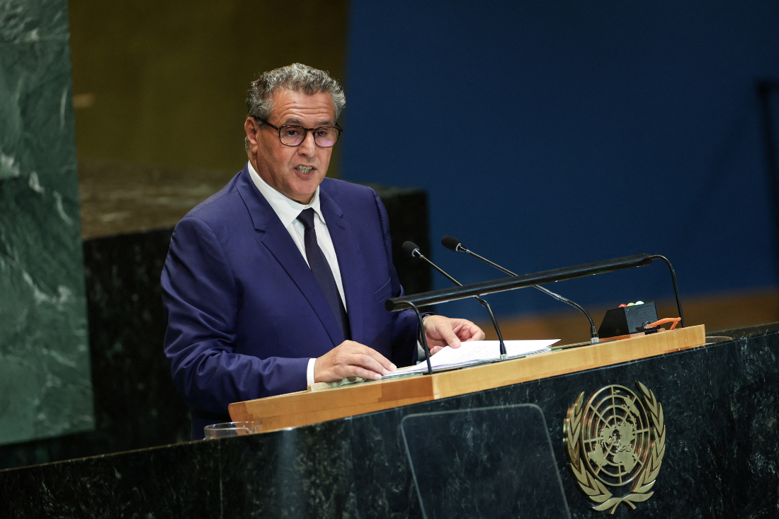 Aziz Akhannouch, Head of Government of the Kingdom of Morocco addresses the "Summit of the Future" in the General Assembly Hall of the United Nations Headquarters in New York City, US. (File/Reuters)