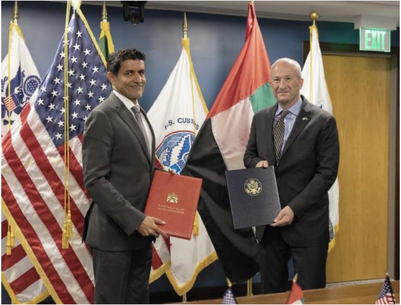 Ali Al-Shamsi, chairman of the UAE Federal Authority for Identity, Citizenship, Customs, and Port Security, and Troy Miller, acting commissioner of US Customs and Border Protection, signed the accord. WAM