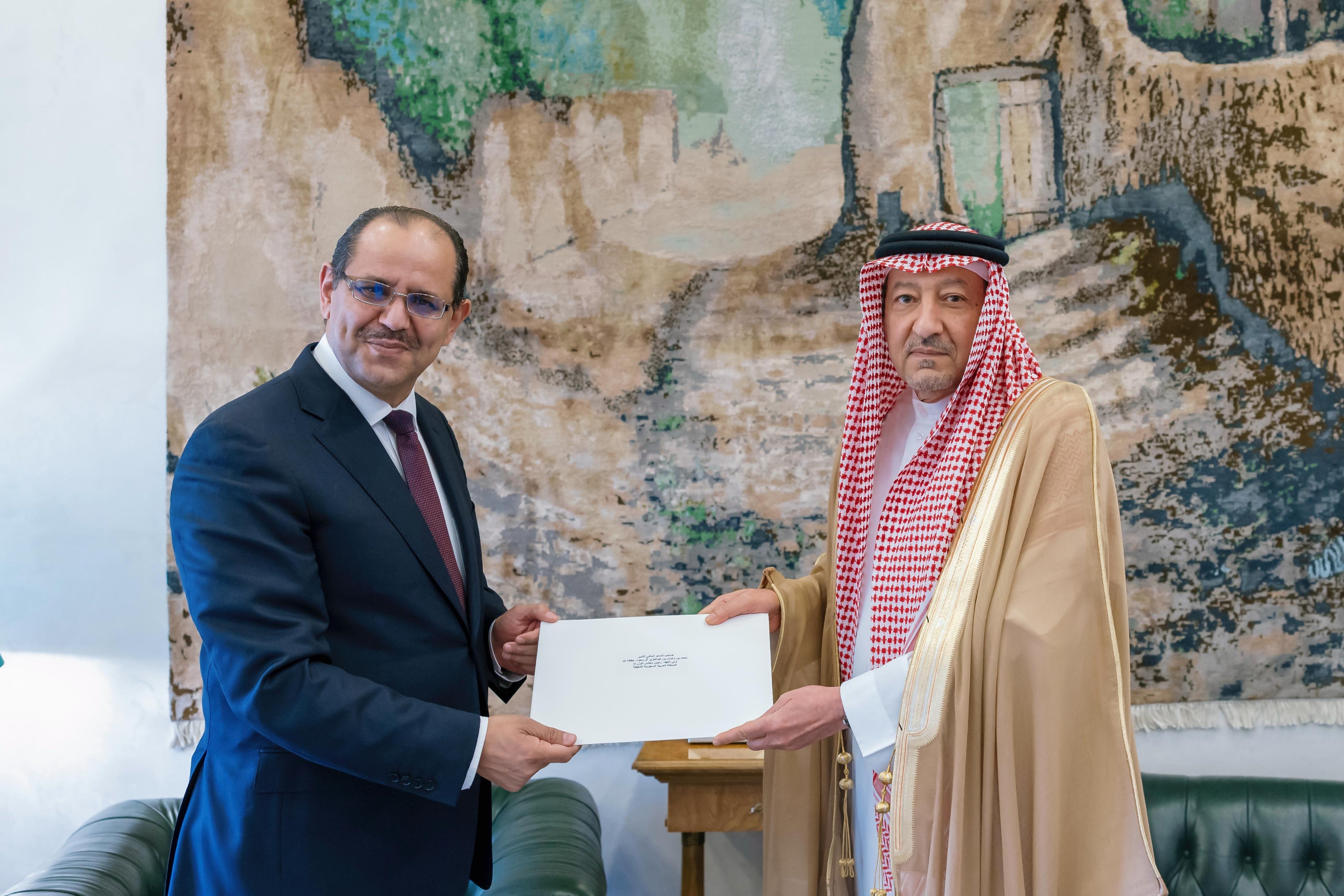 Message was received by Deputy Foreign Minister Waleed bin Abdulkarim Al-Khuraiji during a meeting with Jordan’s ambassador to the Kingdom Haitham Abu Al-Foul in Riyadh. (SPA)