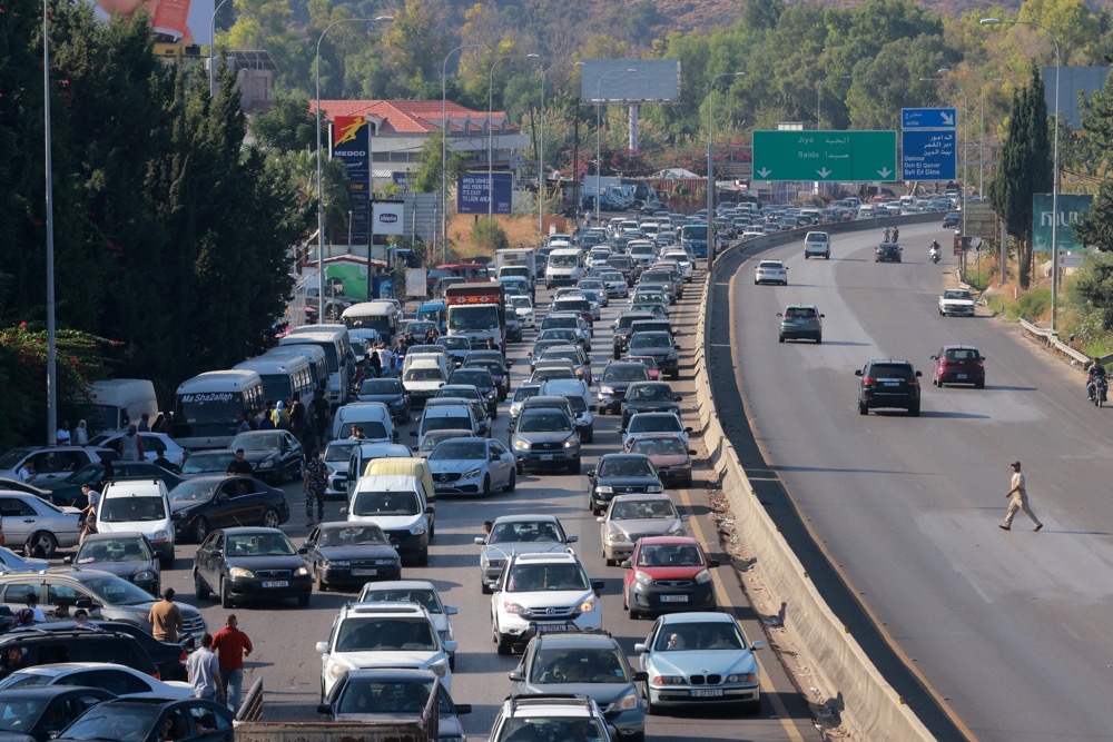 Highways from the south were clogged with traffic as civilians tried to escape Israel’s bombardment of Hezbollah. (AFP)
