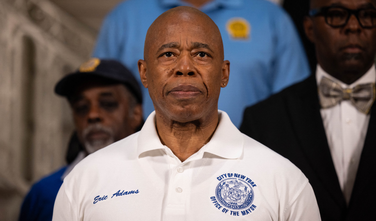 New York City Mayor Eric Adams attends a press conference after he was subpoenaed by the federal grand jury at New York City Hall on August 16, 2024 in New York. (AFP/File)