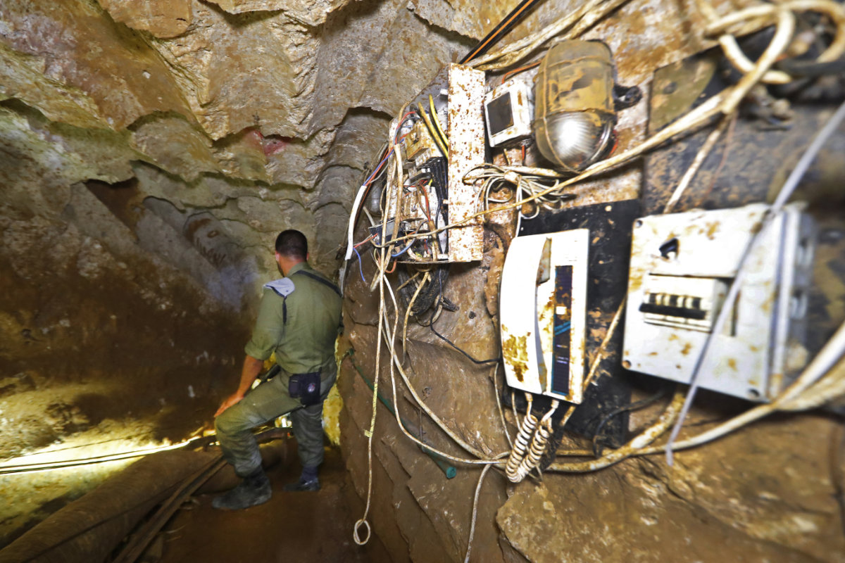 A picture taken on June 3, 2019 during a guided tour with the Israeli army shows the interior of a tunnel at the Israeli side of the border with Lebanon in northern Israel. Hezbollah has reportedly built an extensive tunnel network with help from Iran and North Korea. (AFP)
