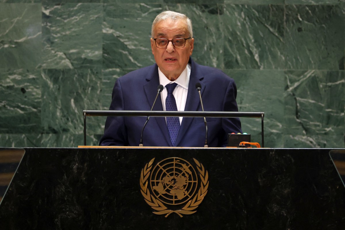 Lebanon's Minister for Foreign Affairs and Emigrants Abdallah Bouhabib speaks during the 79th Session of the United Nations General Assembly at the United Nations headquarters in New York City on September 26, 2024.(AFP)